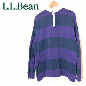 M264-F-N◆ 90s ◆ old ◆ LLBean エルエルビーン ラガーシャツ 長袖ポロシャツ USA製 ◆ sizeL コットン パープル 古着 メンズ 春