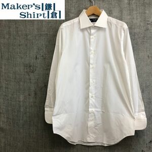 M261-F-N◆ makers shirt 鎌倉 メーカーズシャツ 長袖シャツ トップス ◆ size40-81 コットン100 ホワイト 白 単色 古着 メンズ 春