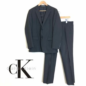 M253-F-S◆ Calvin Klein カルバンクライン セットアップ スーツ シングル テーラードジャケット スラックス ◆38 ウール ポリ 古着 メンズ