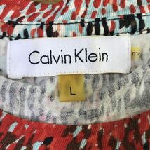 M333-R-S◆Calvin Klein カルバンクライン 半袖ワンピース◆サイズL レディース 婦人 薄手 ストレッチ インパクト カットソー レッド_画像6