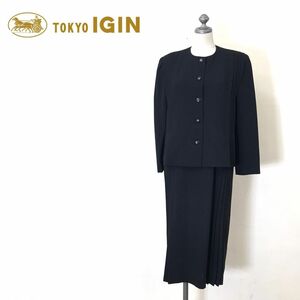 M708-U-N◆TOKYO IGIN トウキョウイギン フォーマルウェア 羽織 薄手 ワンピース 半袖 ミモレ丈 上品 喪服◆size9 ブラック アセテート