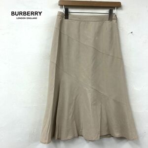 M425-W-S◆BURBERRY バーバリー フレアスカート 裏地付き シンプル ミモレ丈 きれいめ レディース◆size:38 ベージュ系 コットン レーヨン