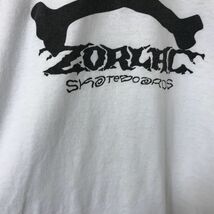 M1148-N◆old◆ USA製 zorlac ゾーラック ラグランTシャツ カットソー ロゴプリント スケート ◆sizeM ブラック ホワイト ポリ コットン_画像6