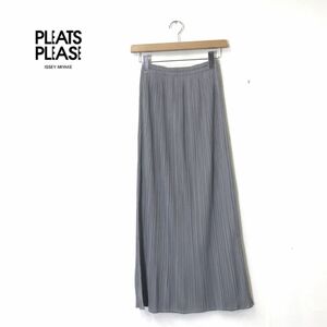 M1004-N◆良品◆ PLEATS PLEASE ISSEY MIYAKE プリーツプリーズ プリーツスカート ロング ウエストゴム ◆size2 グレー系 ポリエステル