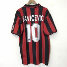 M991-D◆old◆ lotto ACmilan ロット エーシーミラン ユニフォーム ゲームシャツ ロゴ刺繍 サッカー◆sizeL ブラック レッド ポリ 公式_画像6