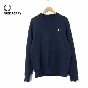 M985-D◆美品◆ FRED PERRY フレッドペリー スウェットシャツ トレーナー ロゴ刺繍 トップス ◆sizeM ネイビー 紺 コットン