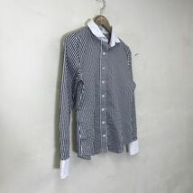 M1449-G◆nara camicie ナラカミーチェ シャツ◆size1 コットン100% ストライプ ホワイト ブラック レディース トップス 長袖 レース 花柄_画像9