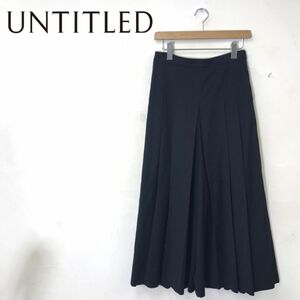 M1428-G◆美品◆untitled アンタイトル ワイドパンツ◆size2 ブラック 無地 レディース ボトムス ウエストゴム シンプル カジュアル 黒色