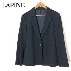 M1397-F◆ LAPINE ROUGE ラピーヌ テーラードジャケット シングル 背抜き フォーマル ◆ size19 ウール100 ブラック 古着 レディース 春の画像1