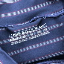 M1278-F-N◆ NIKE GOLF ナイキゴルフ 長袖カットソー Tシャツ インナー ハイネック ボーダー ◆ sizeM ポリエステル ネイビー 古着 メンズ_画像7