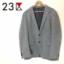 M1270-F-N◆ 23区 homme テーラードジャケット シングル 総裏 2B ◆ size50 ウール コットン グレー 古着 メンズ 春_画像1