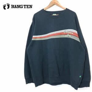 M1235-F◆ HANG TEN ハンテン トレーナー スウェットシャツ プリント 大きめ ◆ size4L コットン ポリエステル ブラック 古着メンズ 春