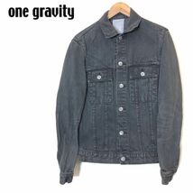 M1062-F◆ one gravity ワングラビティ デニムジャケット ジーンズ ◆ sizeM コットン100 ブラック 黒 古着 メンズ 春_画像1