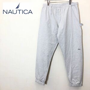 M1049-F◆ nautica ノーティカ スウェットパンツ ウエストゴム ボトムス 大きめ ◆ sizeXL コットン100 グレー 古着 メンズ ロゴ