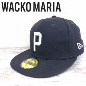 M968-F◆ NEWERA×WAKO MARIA ニューエラ ワコマリア guilty parties キャップ 帽子 ◆ ウール100 ネイビー ホワイト ロゴ刺繍