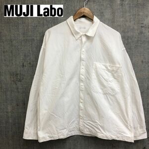 M946-F-N◆ MUJI LABO ムジラボ 無印良品 長袖シャツ トップス スナップボタン ◆ sizeS〜M コットン100 ホワイト 古着 メンズ 春