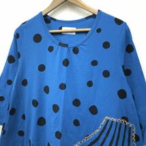 M863-F-S◆ TSUMORI CHISATO ツモリチサト ワンピース 長袖 カットソー Tシャツ ◆ size2 コットン100 ブルー 古着 レディース 春_画像3