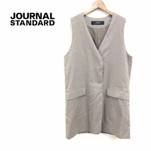 M1121-J◆日本製 journal standard ジャーナルスタンダード リネン混ロングベスト◆カーキ レディース 麻28% トップス 羽織り ジレ