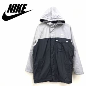 M1131-R◆NIKE ナイキ 裏起毛ジップアップナイロンパーカー◆サイズ140 キッズ アウター スポーツ 秋冬 130〜140 ジュニア ブラック グレー