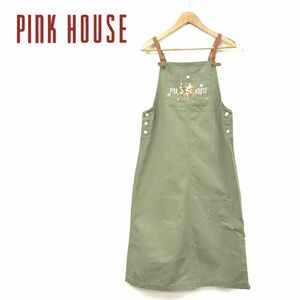 M823-R-S◆PINK HOUSE ピンクハウス ジャンパー スカート◆レディース 婦人 サロペット オールインワン 綿100% 花柄 ガーリー カーキ