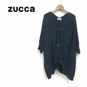 M806-K-S* superior article zucca Zucca 7 minute sleeve do Le Mans knitted cardigan *sizeM navy cotton 100% thin width of a garment easy casual lady's 