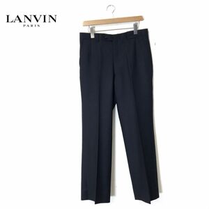 M1524-N◆old◆ LANVIN ランバン スラックス パンツ ストレート ボトムス ◆ size85 ブラック系 黒 ウール100 メンズ 古着