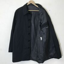 M1760-D-S◆old◆フランス製 agns b アニエスベー ステンカラーコート 比翼 ハーフ丈 ◆size50 ブラック 黒 コットン100 メンズ_画像6