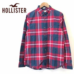 M1979-F-N◆ HOLLISTER ホリスター 長袖シャツ チェック 総柄 ボタンダウン ◆ sizeXS コットン ポリウレタン レッド 古着 メンズ 春