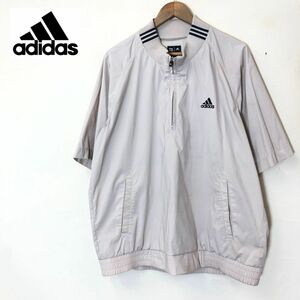 M1916-F-N◆ old ◆ adidas アディダス ハーフジップジャケット ブルゾン 半袖 ◆ sizeL ポリエステル100 ベージュ 古着 メンズ 春