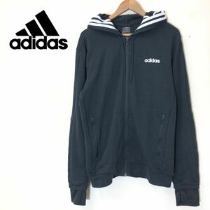 M1891-F-N◆ adidas アディダス ジップアップパーカー フーディ ジャケット ◆ sizeL コットン ポリエステル ブラック 古着 メンズ 春