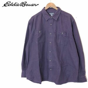 M1885-F-N◆ EDDIE BAUER エディーバウアー 長袖シャツ トップス ◆ sizeXL コットン ポリエステル パープル 古着 メンズ 春