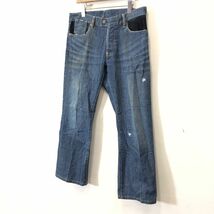 M1771-F◆ sabisabi deluxe デニムパンツ ジーンズ ボタンフライ ◆ size50 コットン ポリウレタン インディゴ 古着 メンズ_画像5