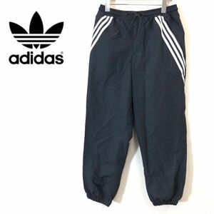 M1769-F◆ adidas アディダス ナイロントラックパンツ ウエストゴム ボトムス ◆ sizeM ポリウレタン ブラック 古着 メンズ