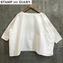 M1518-F◆ stamp and diary スタンプアンドダイアリー プルオーバー シャツ カットソー トップス ◆ コットン100 ホワイト 古着 レディース_画像1