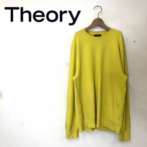 M1822-G◆theory セオリー ニット◆sizeL イエロー 無地 レディース トップス 長袖 シンプル カジュアル ロング 黄色 春服 メンズ セーター