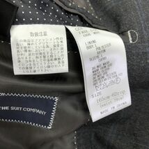 M1762-K◆良品 THE SUIT COMPANY スーツカンパニー テーラードジャケット◆size160cm-6Drop グレー チェック 総裏 毛100% 紳士 シングル_画像10