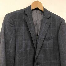 M1762-K◆良品 THE SUIT COMPANY スーツカンパニー テーラードジャケット◆size160cm-6Drop グレー チェック 総裏 毛100% 紳士 シングル_画像2