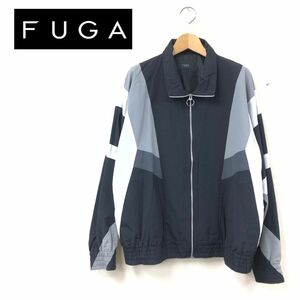 M1712-K◆良品 FUGA フーガ ナイロンブルゾン◆size44 ブラック ジップアップ 切り替えデザイン カジュアル アウター メンズ 裏地あり