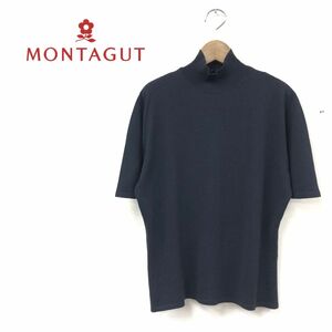 M1548-K◆フランス製 MONTAGUT モンタギュ ハイネック半袖ニットトップス◆size4 ブラック シルクブレンドウール 薄手 無地 シンプル