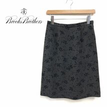 M1472-K◆日本製 Brooks Brothers ブルックスブラザーズ タイトスカート◆size13 カーキ系 花柄 薄手 裏地あり とろみ感 キレイめ_画像1