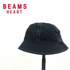 M2014-U-N◆BEAMS HEART ビームスハート 帽子 バケットハット 無地 ステッチ カジュアル ストリート◆size 57-59cm ブラック コットン