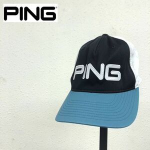 M2012-U-N◆PING ピン 帽子 キャップ ロゴ シンプル ゴルフ スポーティー カジュアル◆size 約56cm ブルー ブラック ホワイト ナイロン