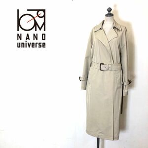 M1967-U◆nano UNIVERSE ナノユニバース トレンチコート 無地 ベーシック きれいめカジュアル オフィス◆size38 ベージュ ポリエステル