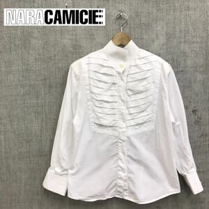 M1721-R◆イタリア製 nara camice ナラカミーチェ タックデザインブラウス◆サイズⅠ レディース 婦人 トップス 綿100% コットン ホワイト