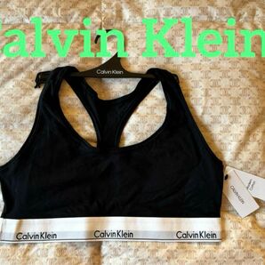 未使用タグ付Calvin KleinブラレットModern Cottonブラック カルバンクライン スポブラ フィットネス