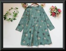 訳あり・Ｌ/ＬＬ～３Ｌ【新品】COTTON100％♪胸元にピンタックドット＆お花柄プリント★Aラインチュニック・グリーン系◆fit1027◆_画像9