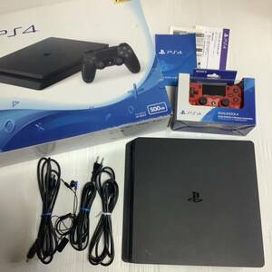 PS4 本体 PlayStation4 ジェットブラック 500GB CUH-2100AB01 純正品 ワイヤレスコントローラー DUALSHOCK 4 マグマレッド CUH-ZCT2J11