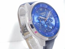 【41】1円～SEIKO セイコー WIRED ワイアード V14J-0CL0 ソーラー ブルー系文字盤 稼働品 ベルト社外品 ジャンク扱い_画像3