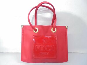 【80】1円～FENDI フェンディ FAZZUOLO ミニバッグ ポーチ レッド ラバー PVC USED品