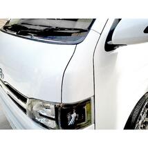 トヨタ 200系 ハイエース コーナーパネル 国内塗装 ガッツミラーレス フェンダーミラー 左側 塗装品 ブラック パール ホワイト グ YT848_画像2
